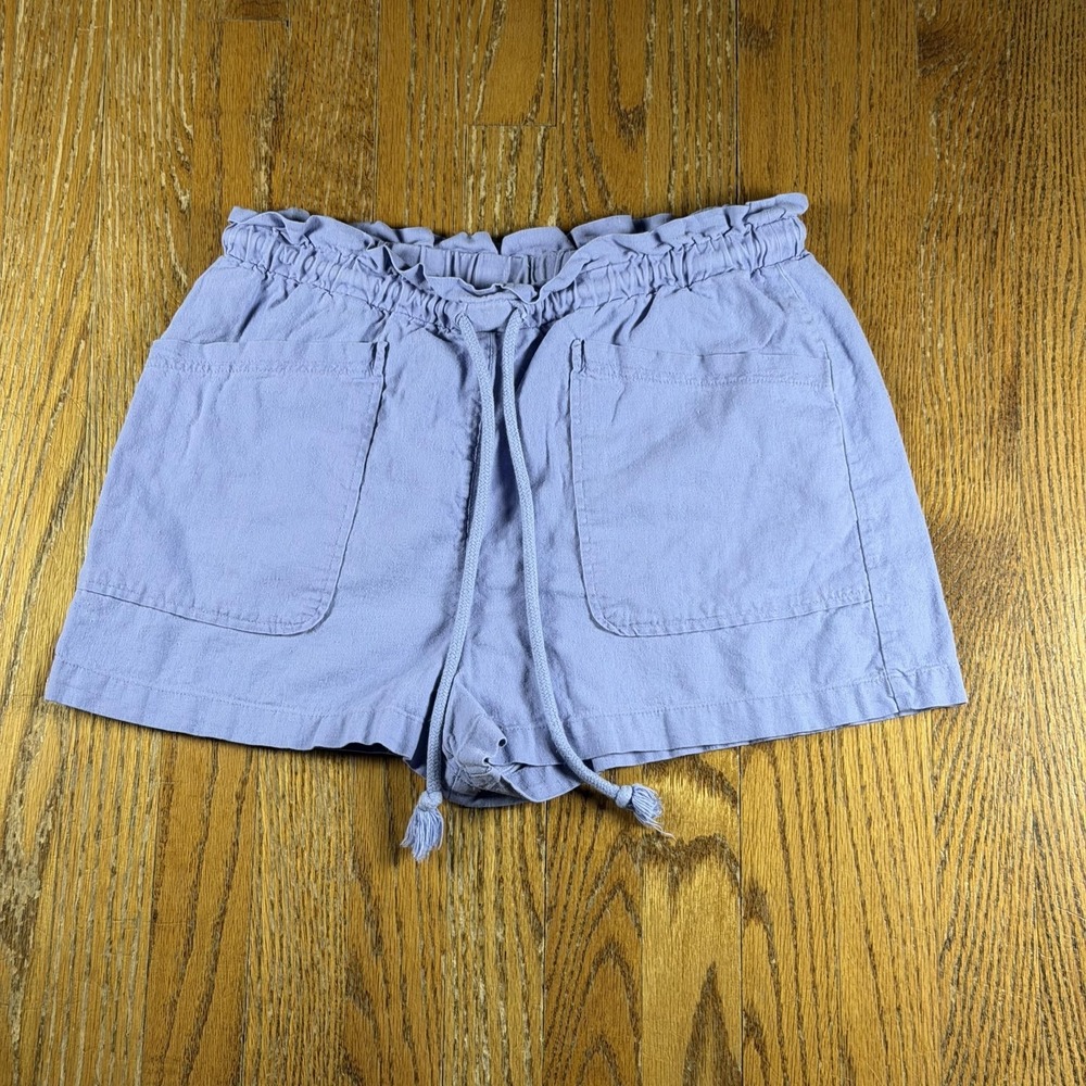 Universal Thread Paperbag Shorts Womens Medium Purple Linen Blend Tassel Casual